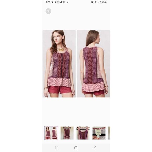 ANTHROPOLGIE WESTON WEAR SLEEVELESS BOHO TOP MEDIUM/LARGE - Picture 1 of 3